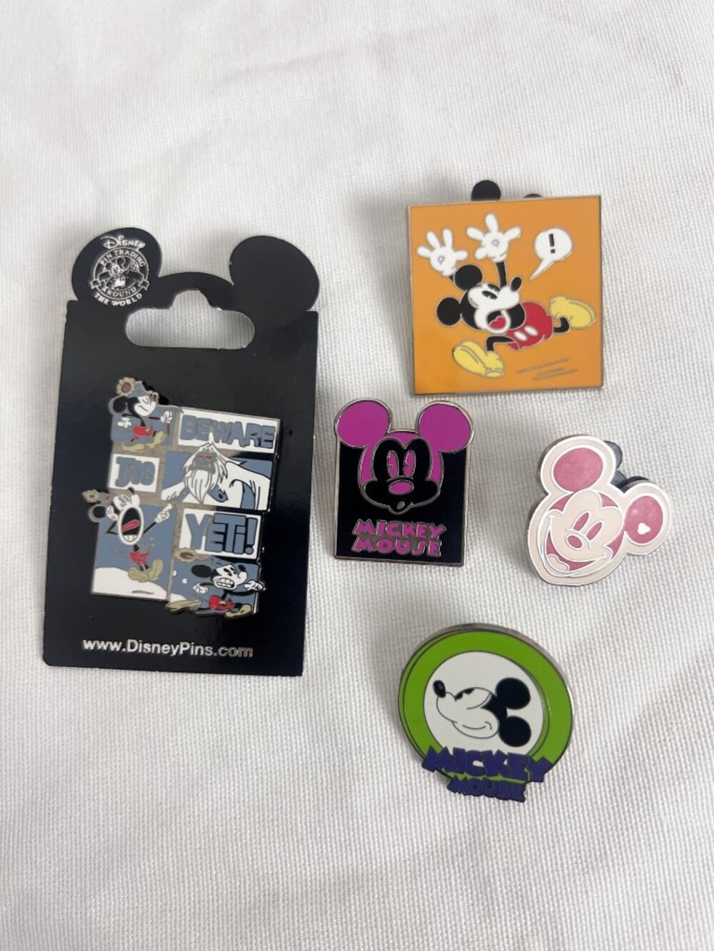 Disney Parks enamel pins old school Mickey Mouse Beware the Yeti WDW collector